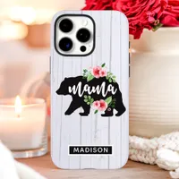 Mama Bear Floral Rustic Wood iPhone 16 Pro Max Case