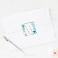 Square Cute Doodle Cartoon Memo Notes Square Sticker