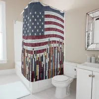 Mosaic American Flag Stained Glass Abstract Shower Curtain