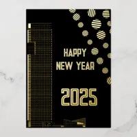 Modern happy New Year 2025 urban Foil Holiday Card