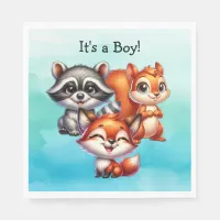 It's a Boy | Woodland Creatures Baby Shower Napkins