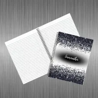 Monogrammed Name Black Glitter on White | Notebook