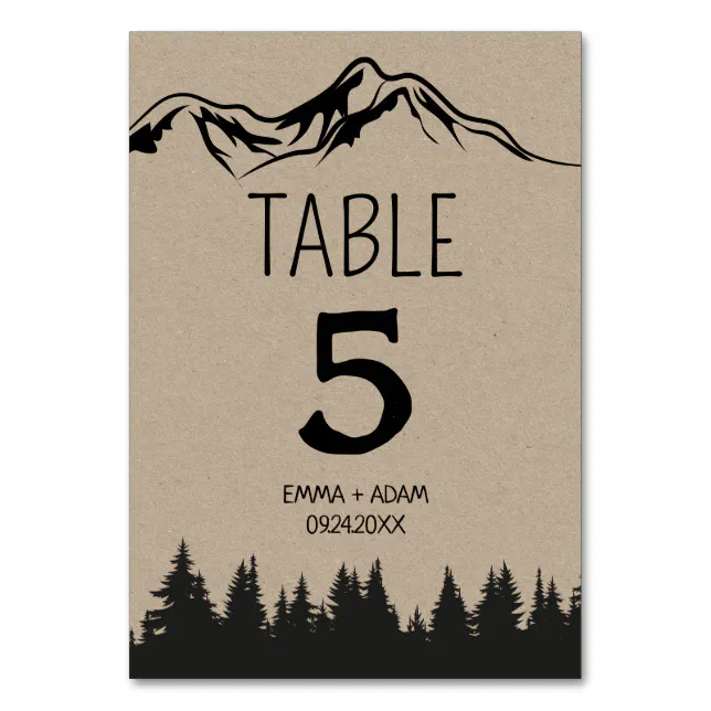 Rustic Woodsy Mountain Table Number