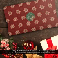 Holly Star Traditional Christmas Red Tissue Paper