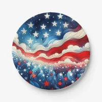 Happy Fourth of July | Patriotic Stars and Stripes Paper Plates