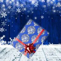 Silver Bauble on Blue Christmas | Wrapping Paper