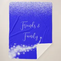 White glitter, monogrammed on blue | sherpa blanket