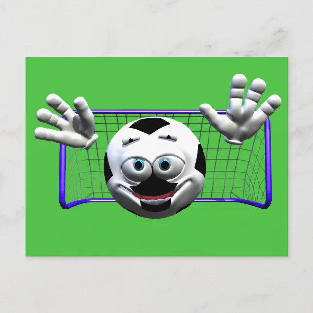 Funny Cartoon Soccer Ball Postcard