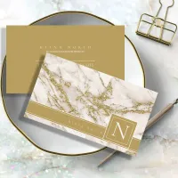 Simply Marble Monogram Black/Gold Std ID672  Business Card