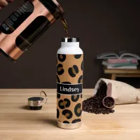 Personalized Leopard Print Fluid Art     Water Bottle