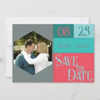 Coral & Teal Color Block STD Photo Flat Card