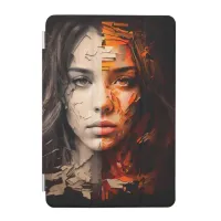 Woman's Face Left/Right Split Oil Painting iPad Mini Cover