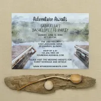 Adventure Awaits Boat Dock Lake Bachelorette Party Invitation