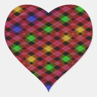 Gingham Check Multicolored Pattern Heart Sticker