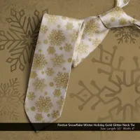 Festive Snowflake Winter Holiday Gold Glitter Neck Tie