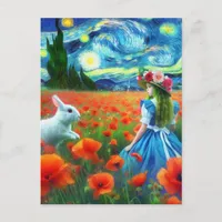 Fantasy Alice and the Rabbit Enter Oz Van Gogh Postcard