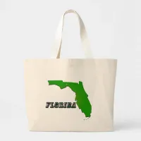 Florida State Map and Text Large Tote Bag