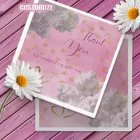 Pink White Gold Dreamy Stars Baby Shower Napkins