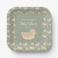 Baby Shower Duck Flowers Hearts Couples Girl  Paper Plates