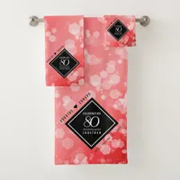 Elegant 80th Ruby Wedding Anniversary Celebration Bath Towel Set