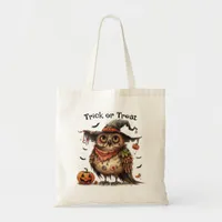 Halloween Trick or Treat Owl in a Witch's Hat Tote Bag