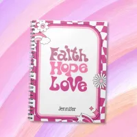 Retro Faith Hope Love Spiral Notebook