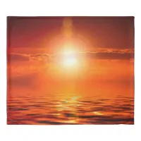 Tranquil Sunset Orange Golden Sky Over Sea Ocean Duvet Cover