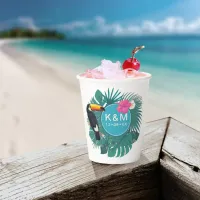 Watercolor Tropical w/Toucan Teal ID577 Paper Cups