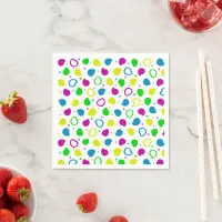 Colorful neon dots and shapes retro pattern napkins