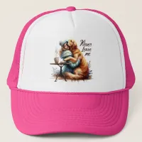 Woman Hugging Dog Trucker Hat