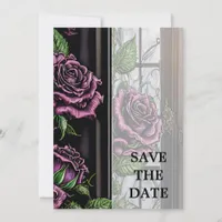 Purple roses by the window - gothic style save the date