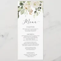 Elegant White Floral Greenery Foliage Wedding Menu