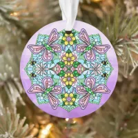 Pink Butterflies Mandala Christmas    Ornament