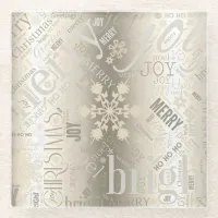 Christmas Text and Snowflake Pattern ID257 Glass Coaster