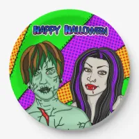 Halloween Party | Pop Art zombie Vampire  Paper Plates