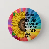 Inspirational Quote and Hand Drawn Sunflower Button