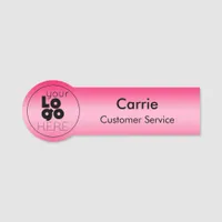 Round Company Logo Metallic Hot Pink Staff Nametag Name Tag