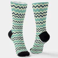 Blue-Green Chevron Pattern Socks