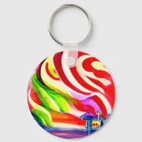 Santa Monica Pier swirly Candy AI Art Keychain