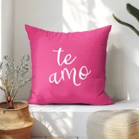 Hot Pink White Te Amo Throw Pillow