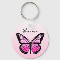 Personalized Pink Butterfly  Keychain