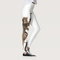 Funny Surprised Taxidermy Lemur Monkey Creature Leggings