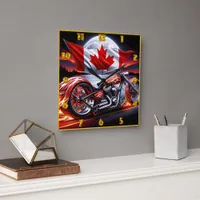 Canadian motorcycle under moonlight square wall clock