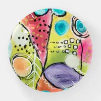 Colorblock Abstract Pink Blue Green Yellow Purple Paperweight