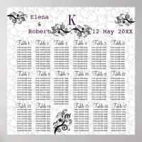 Damask Monogram Wedding Seating Chart