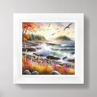 Fall Coastal Beach Art for Small Spaces Framed Art