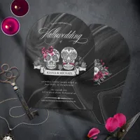 Skulls Gothic Hallowedding Burgundy Arch ID866 Invitation