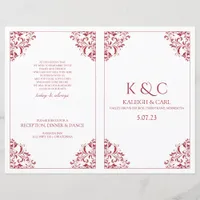 Elegant Wedding Programs  - Foldover Booklet- Red