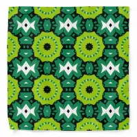 Vibrant Lime Green Black & White Geometric Pattern Bandana