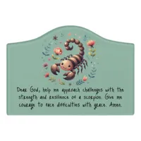 Kids Christian Prayer Woodland Scorpion on Green | Door Sign